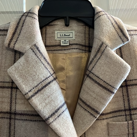 VTG-L.L. Bean-8 Reg-tan plaid-long sleeve, wool& cashmere blend,  blazer/jacket. - Picture 6 of 15